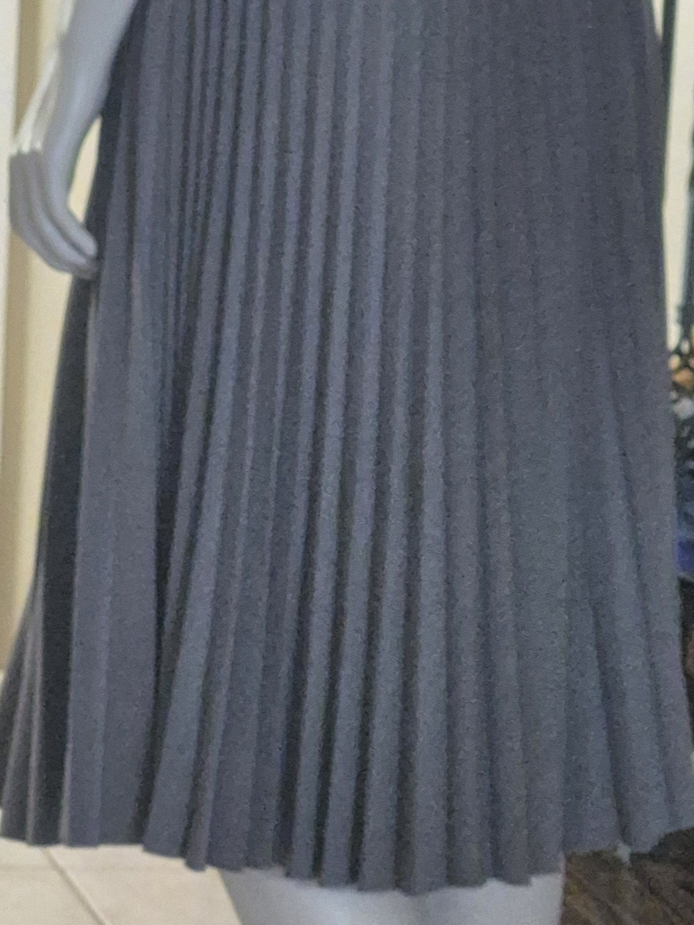 Classic Charcoal Pleated Midi Skirt